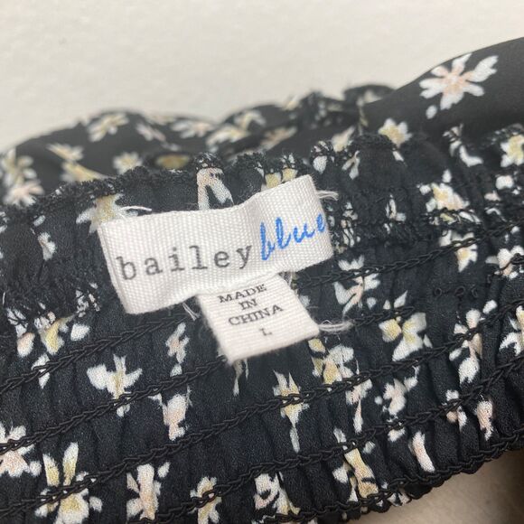 Bailey Blue Mini Dress Large Babydoll Layered Ruffle Flounce Boho Gypsy Milkmaid - Picture 9 of 11